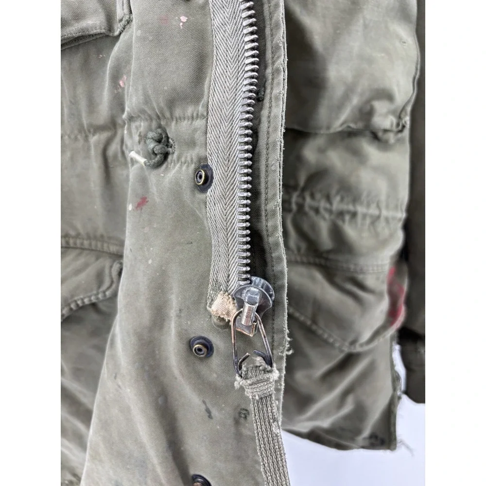 Vintage US Army M-1951 Korean War Field Jacket Shell Small Distressed Tattered